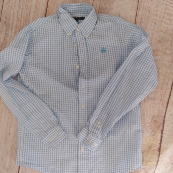 Brooks Brothers blue & white seersucker checked button down shirt sz M - Picture 7 of 7